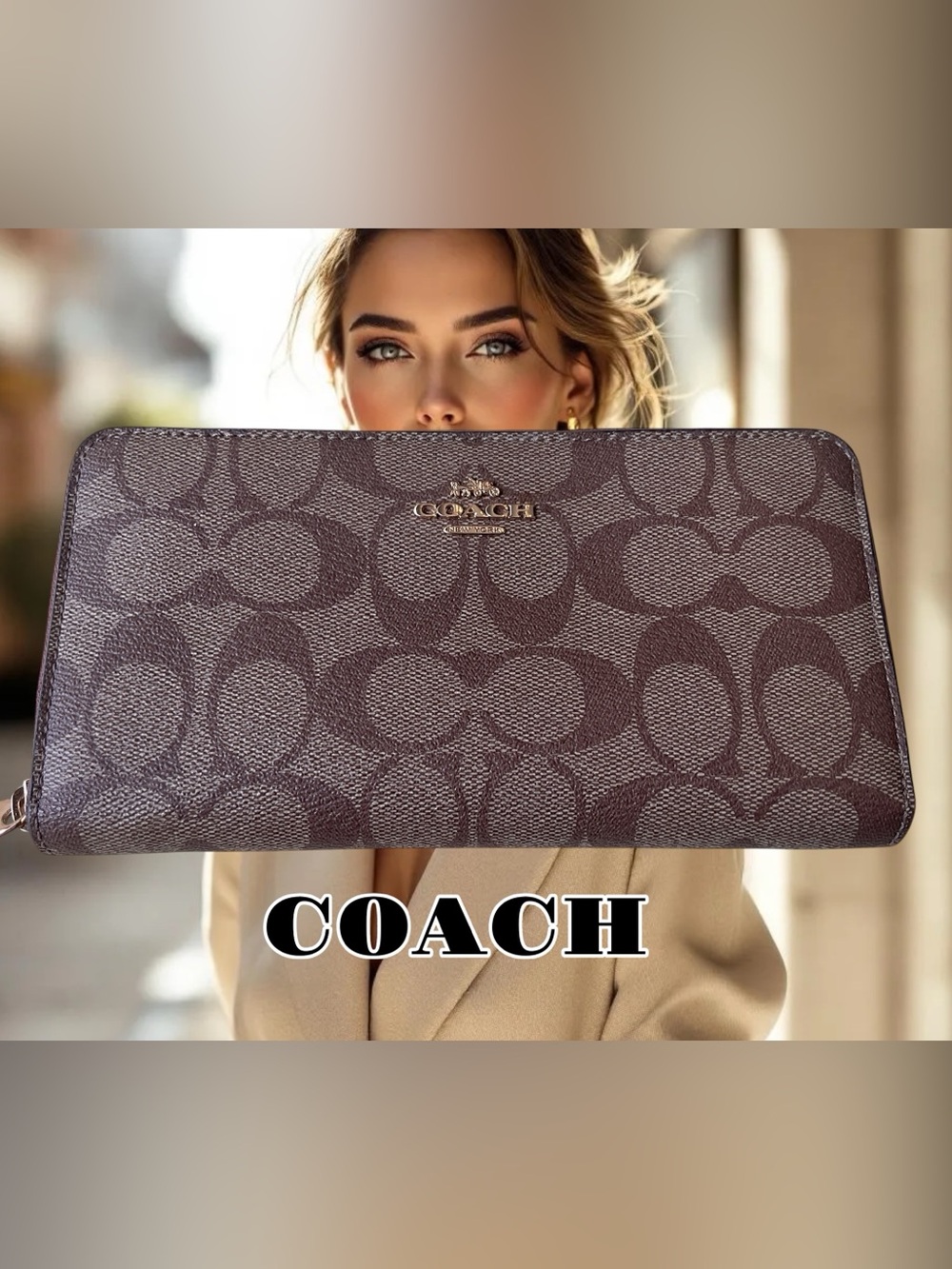 Coach Brown Signature Print Wallet